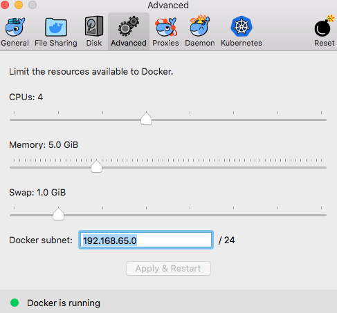 Docker Memory Settings